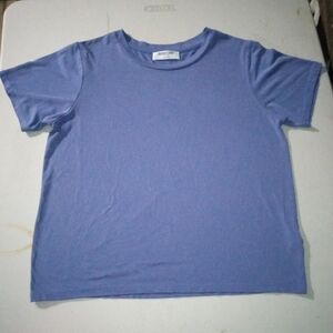 Double Zero Women's Blue Textured Short Sleeve Tee Top - Size Small